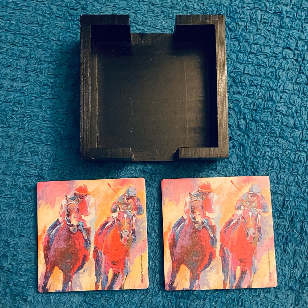3 FOR $15!!! Derby Horses Ceramic Coasters and Holder